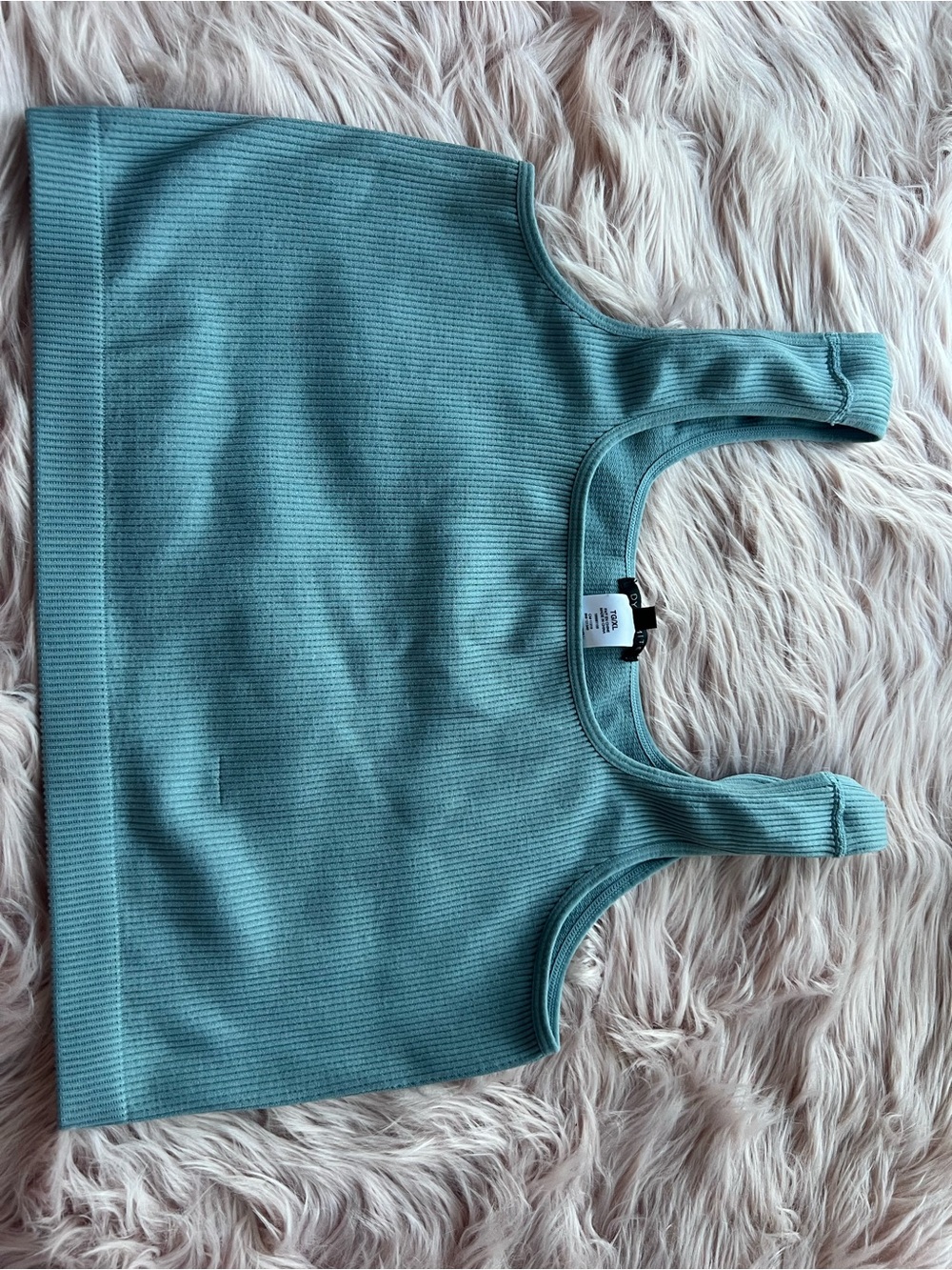 Dynamite Teal Ribbed Crop Tank XL